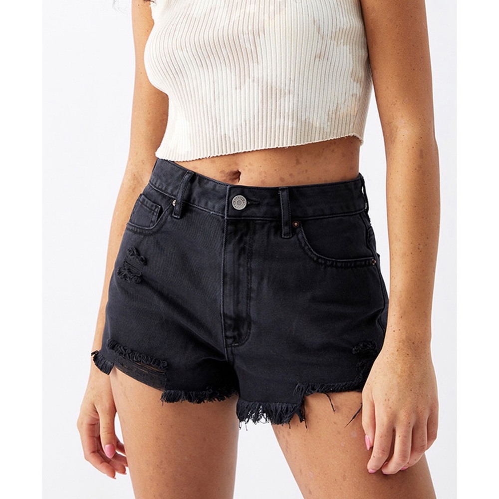 Pacsun High Rise Festival Shorts Black Distressed NWT